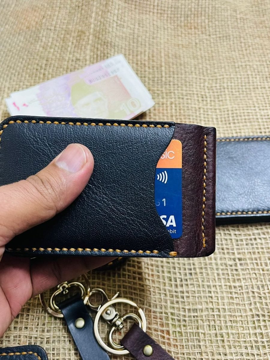 Black Card Holder with Key Ring