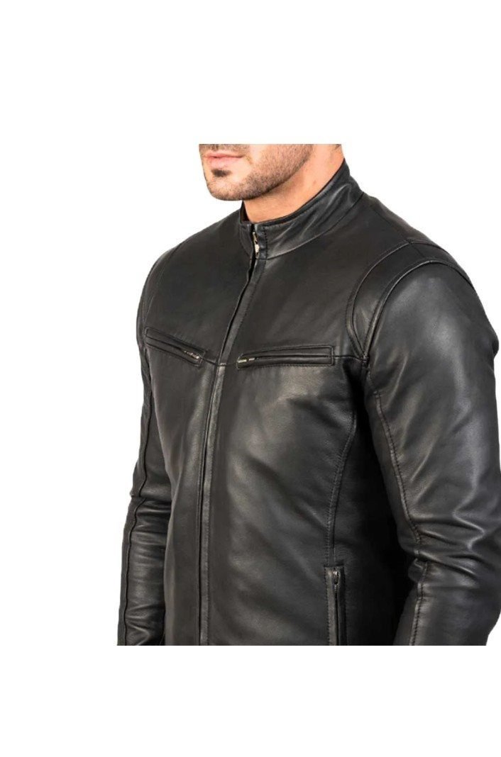 Café Racer Black Leather Jacket - view 2