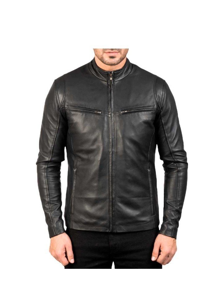 Café Racer Black Leather Jacket - view 5