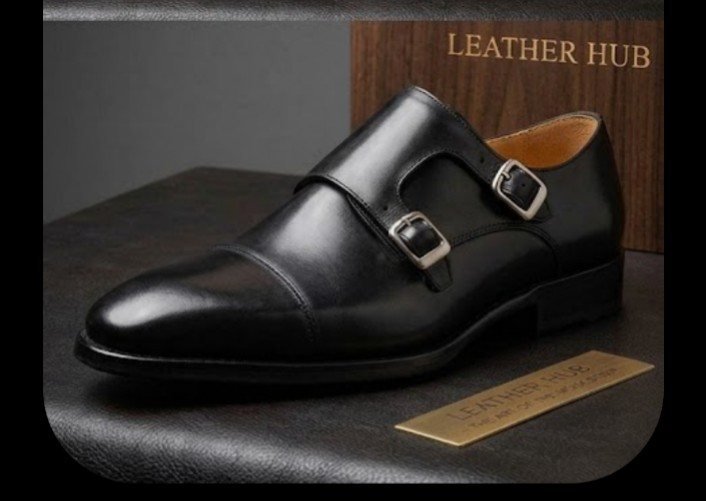 Double monk strap in black with tap toe - view 2