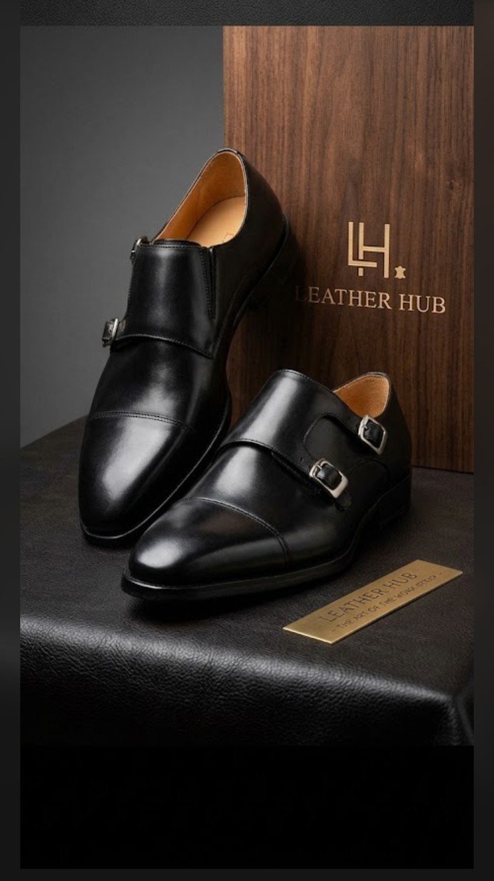 Double monk strap in black with tap toe