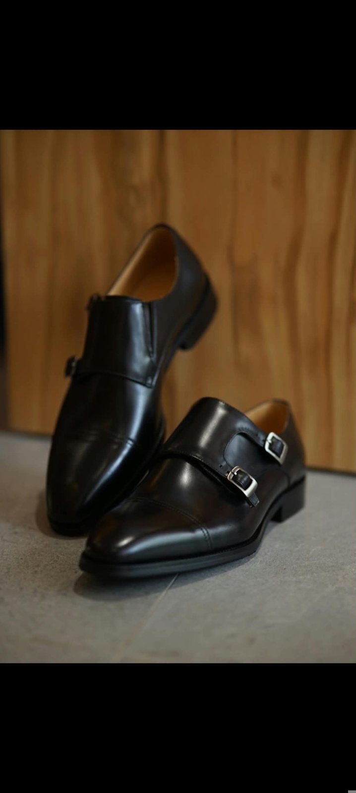 Double monk strap in black with tap toe - view 3