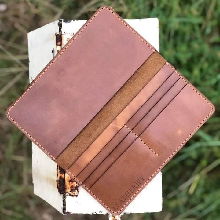 Rose Brown Long Leather Wallet