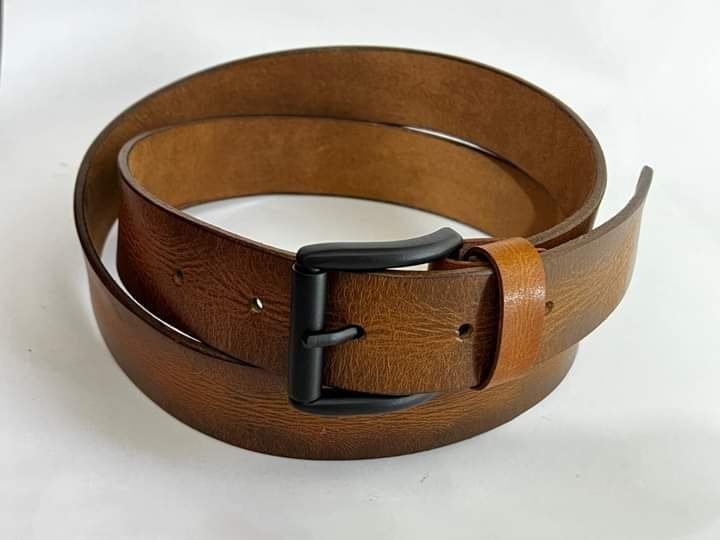 Tan Leather Belt with Black Buckle