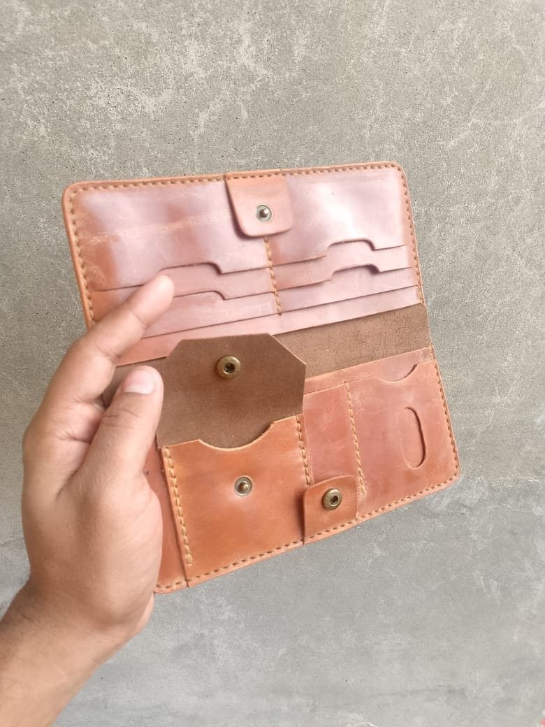Tan Travel Long Wallet with Snap Pocket - view 2