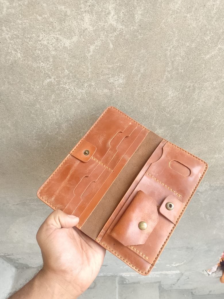Tan Travel Long Wallet with Snap Pocket - view 3