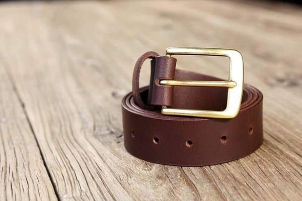 Brown Leather Belt with Brass Buckle