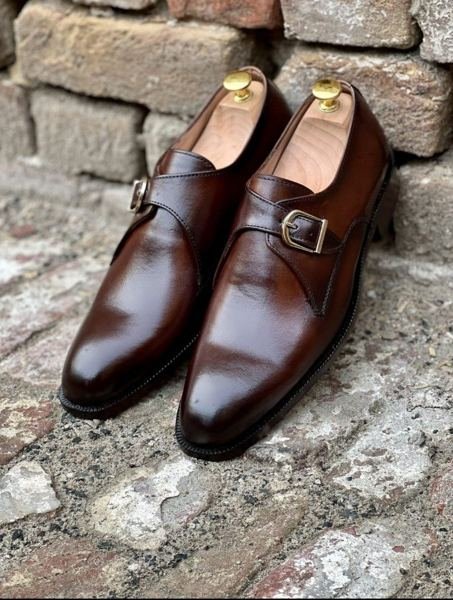 Brown Single Monk Strap Shoes