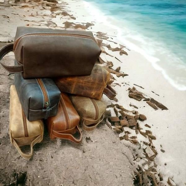 Leather Dopp Kit Toiletry Bag