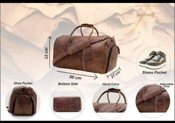 Leather Travel Duffel Bag