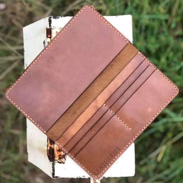 Rose Brown Long Leather Wallet