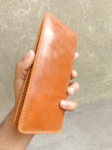Tan Travel Long Wallet with Snap Pocket