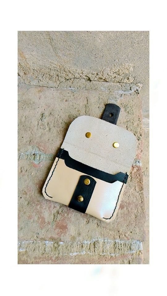 White & Black Strap Card Pouch - view 3